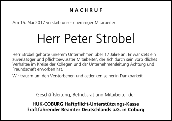 Anzeige von Peter Strobel von MGO