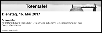 Anzeige von Totentafel vom 16.05.2017 von MGO