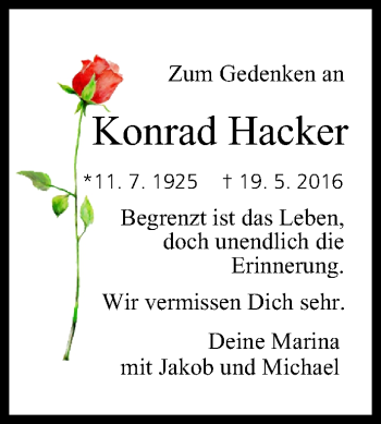 Anzeige von Konrad Hacker von MGO