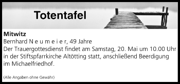 Anzeige von Totentafel vom 20.05.2017 von MGO