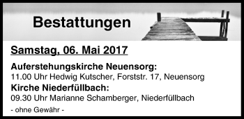 Anzeige von Bestattungen vom 06.05.2017 von MGO