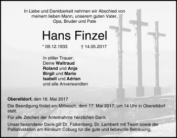 Anzeige von Hans Finzel von MGO