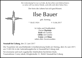 Anzeige von Ilse Bauer von MGO