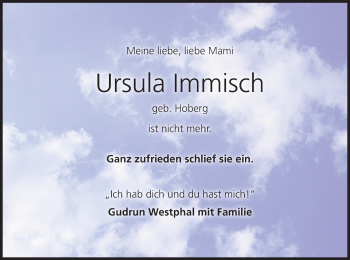 Anzeige von Ursula Immisch von MGO