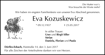 Anzeige von Eva Kozuskewicz von MGO