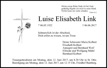 Anzeige von Luise Elisabeth Link von MGO