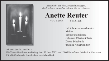 Anzeige von Anette Reuter von MGO