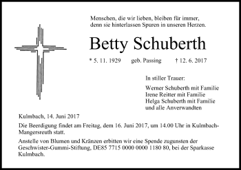 Anzeige von Betty Schuberth von MGO
