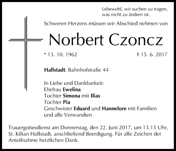 Anzeige von Norbert Czoncz von MGO