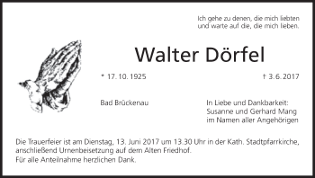 Anzeige von Walter Dörfel von MGO