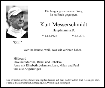 Anzeige von Kurt Messerschmidt von MGO