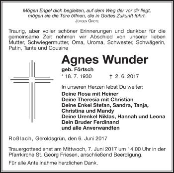 Anzeige von Agnes Wunder von MGO