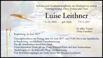 Anzeige von Luise Leithner von MGO
