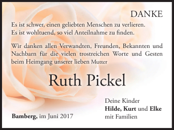 Anzeige von Ruth Pickel von MGO