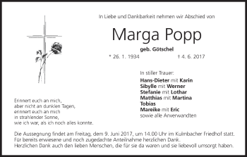 Anzeige von Marga Popp von MGO