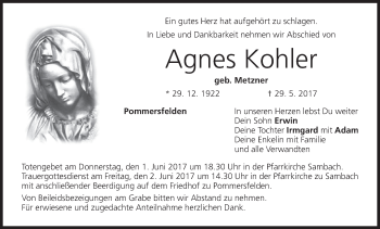 Anzeige von Agnes Kohler von MGO
