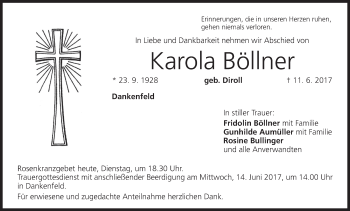 Anzeige von Karola Böllner von MGO