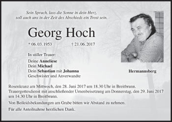 Anzeige von Georg Hoch von MGO