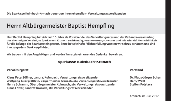 Anzeige von Baptist Hempfling von MGO