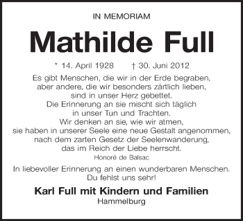 Anzeige von Mathilde Full von MGO