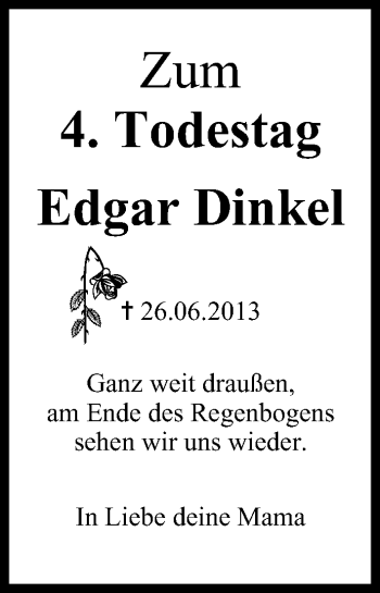 Anzeige von Edgar Dinkel von MGO
