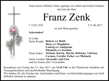 Anzeige von Franz Zenk von MGO