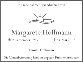 Anzeige von Margarete Hoffmann von MGO
