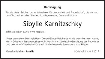 Anzeige von Sibylle Karnitzschky von MGO