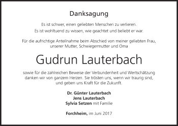 Anzeige von Gudrun Lauterbach von MGO