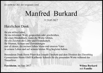 Anzeige von Manfred Burkard von MGO