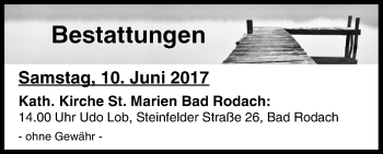 Anzeige von Bestattungen vom 10.06.2017 von MGO