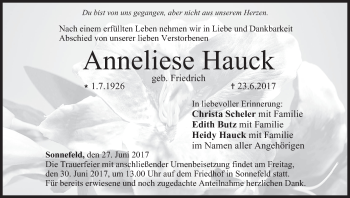 Anzeige von Anneliese Hauck von MGO