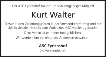 Anzeige von Kurt Walter von MGO