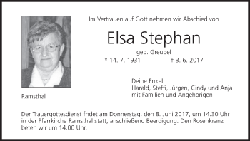 Anzeige von Elsa Stephan von MGO