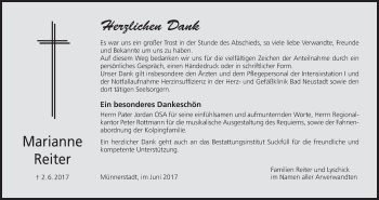 Anzeige von Marianne Reiter von MGO