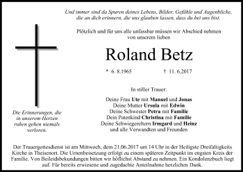 Anzeige von Roland Betz von MGO