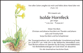 Anzeige von Isolde Hornfeck von MGO