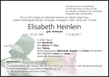 Anzeige von Elisabeth Heinlein von MGO