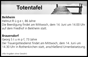 Anzeige von Totentafel vom 13.06.2017 von MGO