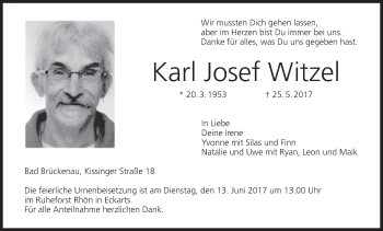 Anzeige von Karl Josef Witzel von MGO