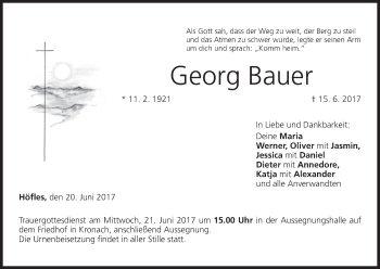 Anzeige von Georg Bauer von MGO