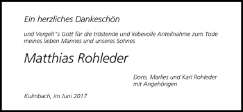 Anzeige von Matthias Rohleder von MGO
