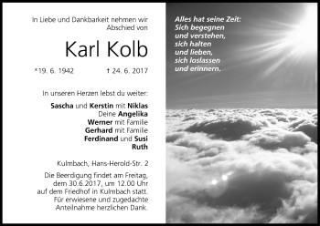 Anzeige von Karl Kolb von MGO