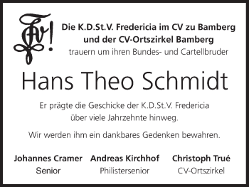 Anzeige von Hans Theo Schmidt von MGO