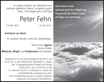 Anzeige von Peter Fehn von MGO