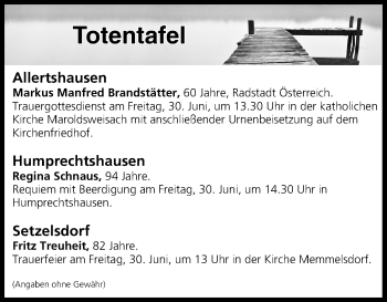 Anzeige von Totentafel vom 30.06.2017 von MGO
