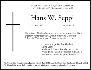 Anzeige von Hans W. Seppi von MGO