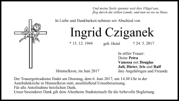 Anzeige von Ingrid Cziganek von MGO