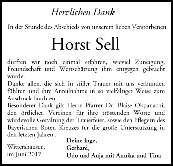 Anzeige von Horst Sell von MGO