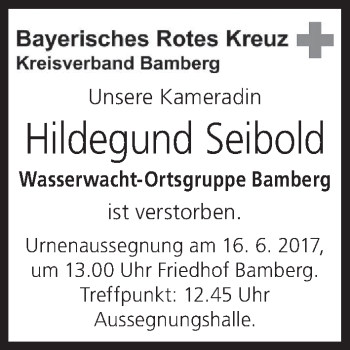 Anzeige von Hildegund Seibold von MGO